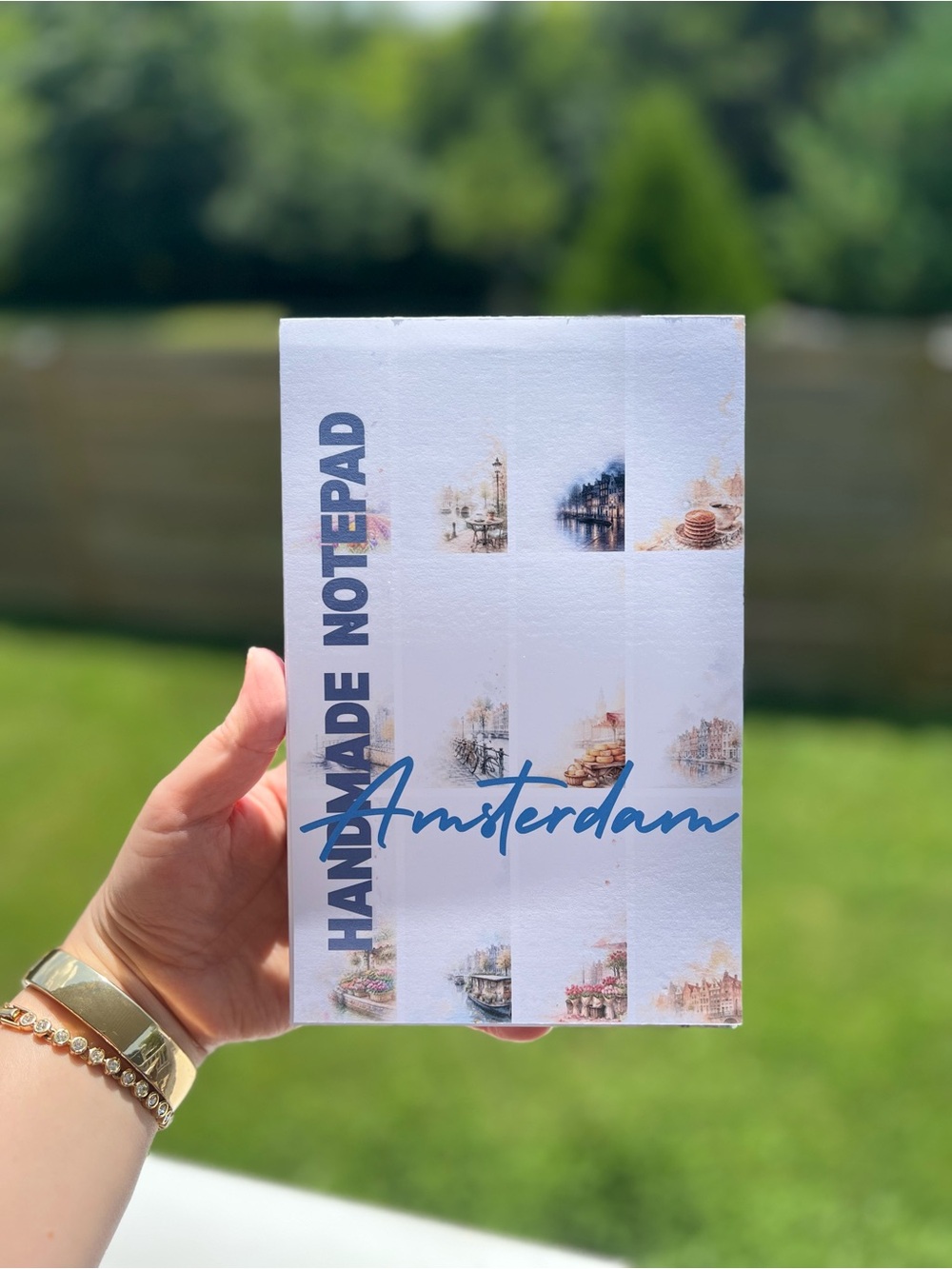 Amsterdam Handmade Notepad - White and Blue